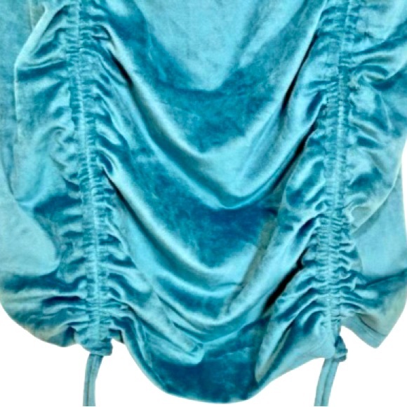 SO (Sonoma) Goods for Life Teal Velour Square Neck Ruched Dress - Size XL - Picture 8 of 9